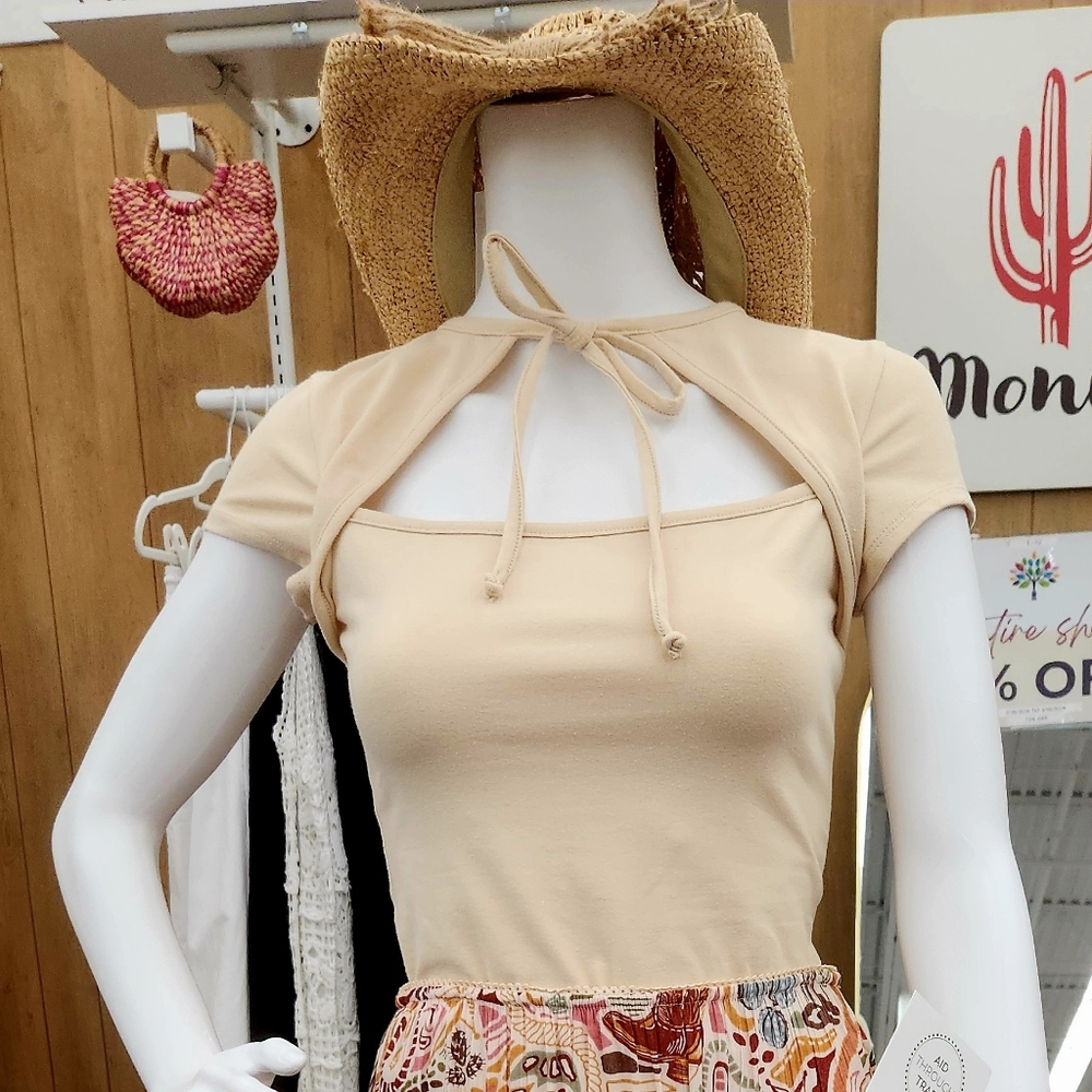 nlt Risa Tie Neck Cutout Top (new with tags) Made In USA